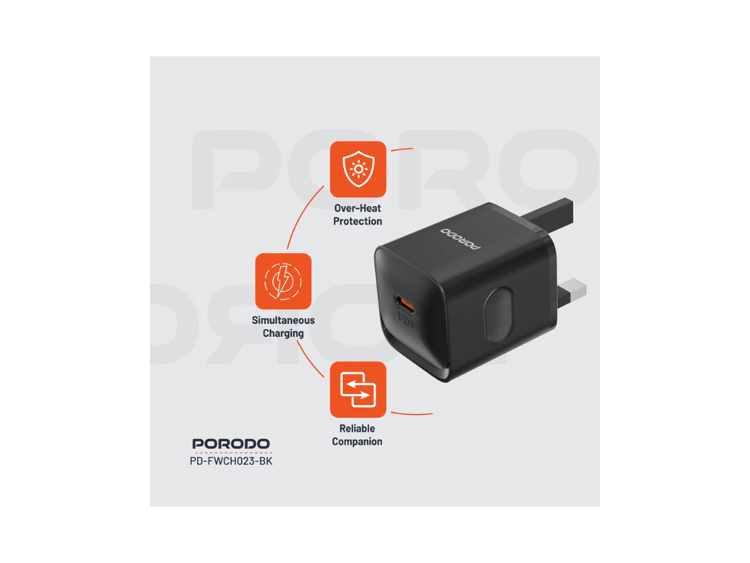Buy Porodo 20W USB-C Wall Charger – UK Plug | in Qatar Buy Porodo 20W USB-C Wall Charger – UK Plug | in Qatar